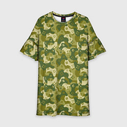 Платье клеш для девочки Gamer - камуфляж, цвет: 3D-принт