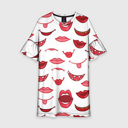 Платье клеш для девочки Сладкие губы, цвет: 3D-принт