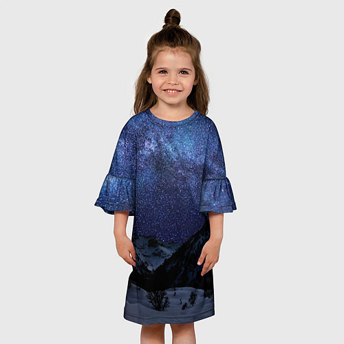 Детское платье Снежные горы и космос / 3D-принт – фото 3