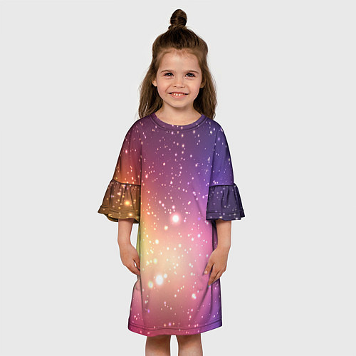 Детское платье Желто фиолетовое свечение и звезды / 3D-принт – фото 3