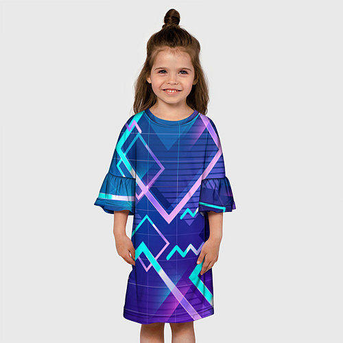 Детское платье Разноцветные квадраты цветные / 3D-принт – фото 3