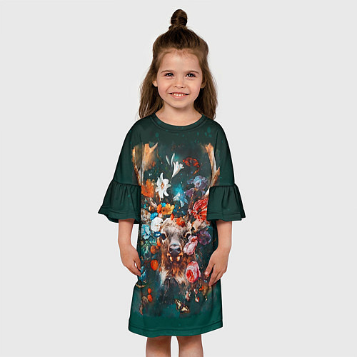 Детское платье Сказочный олень Акварель / 3D-принт – фото 3