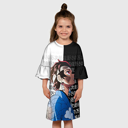 Детское платье Танджиро Комадо - иероглифы - клинок / 3D-принт – фото 3