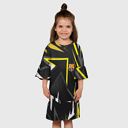 Платье клеш для девочки ФК Барселона эмблема, цвет: 3D-принт — фото 2