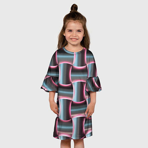 Детское платье Множество полурозовых изогнутых четырёхугольников / 3D-принт – фото 3