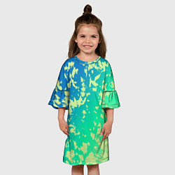 Платье клеш для девочки Градиент сине-зеленый пятна, цвет: 3D-принт — фото 2