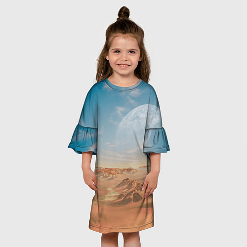 Детское платье Пустынная планета и спутник / 3D-принт – фото 3