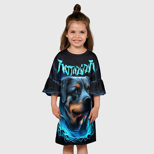 Детское платье Rottweiler and lightnings / 3D-принт – фото 3