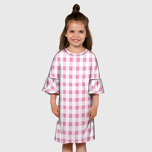 Детское платье Барби-розовый: клетка / 3D-принт – фото 3