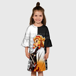Платье клеш для девочки Столп пламени - Ренгоку - клинок, цвет: 3D-принт — фото 2