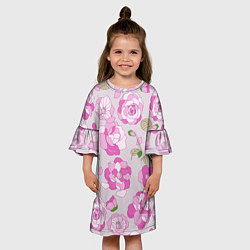 Платье клеш для девочки Чудесные пионы, цвет: 3D-принт — фото 2