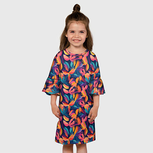 Детское платье Россыпь разноцветных лепестков / 3D-принт – фото 3