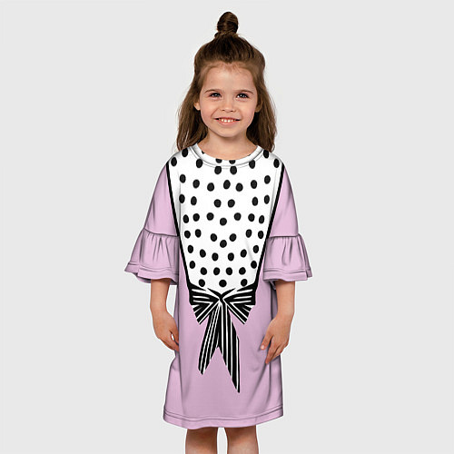 Детское платье Костюм Барби: черный горох с полосатым бантом / 3D-принт – фото 3
