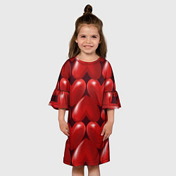 Платье клеш для девочки Red hearts, цвет: 3D-принт — фото 2