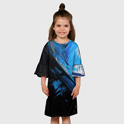 Платье клеш для девочки Черно-синяя краска, цвет: 3D-принт — фото 2