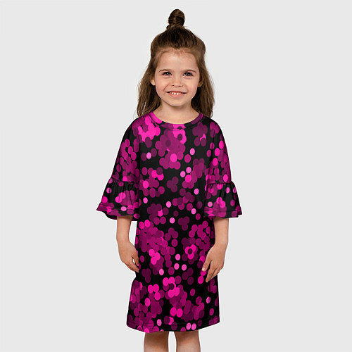 Детское платье Красно розовые конфетти на черном / 3D-принт – фото 3