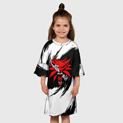 Платье клеш для девочки Кибер школа волка - ведьмак, цвет: 3D-принт — фото 2