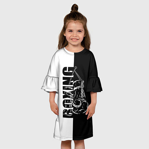 Детское платье Boxing чёрно-белое / 3D-принт – фото 3