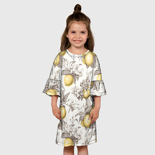 Детское платье Лимоны - винтаж графика: паттерн / 3D-принт – фото 3