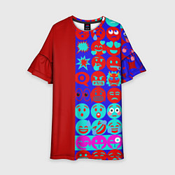 Платье клеш для девочки Смайлики для общения, цвет: 3D-принт