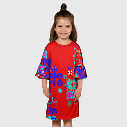 Платье клеш для девочки Смайлы для настроения, цвет: 3D-принт — фото 2
