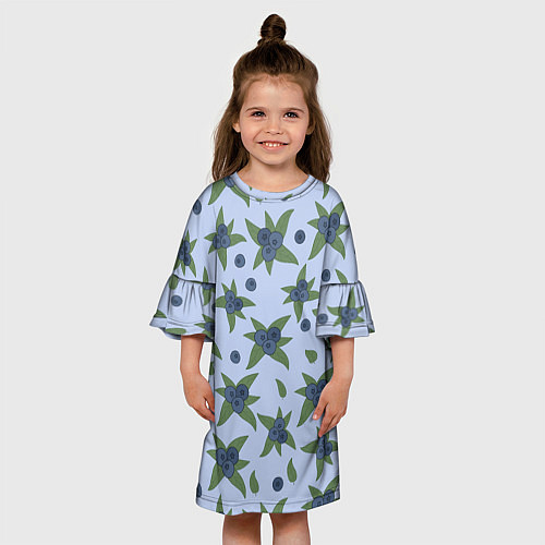 Детское платье Ягода - голубика на листьях / 3D-принт – фото 3