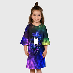 Платье клеш для девочки BTS в космосе, цвет: 3D-принт — фото 2