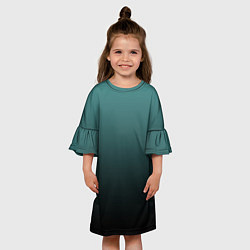 Платье клеш для девочки Градиент зелено-черный, цвет: 3D-принт — фото 2