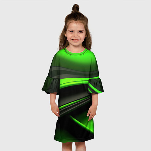 Детское платье Black green textureпоп / 3D-принт – фото 3