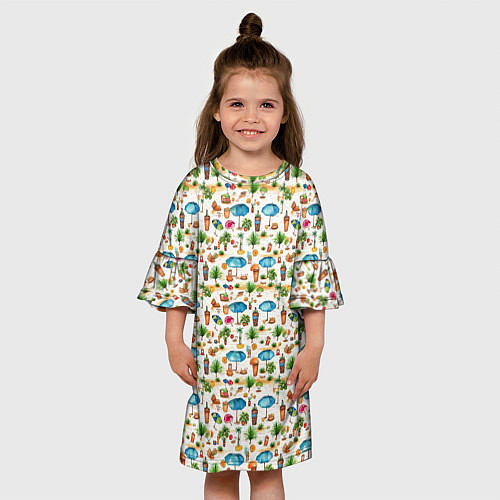 Детское платье Пляжные зонты паттерн / 3D-принт – фото 3