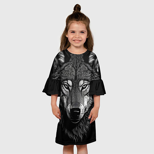 Детское платье Спокойный уверенный волк / 3D-принт – фото 3