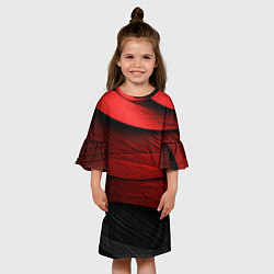 Платье клеш для девочки Шероховатая красно-черная текстура, цвет: 3D-принт — фото 2
