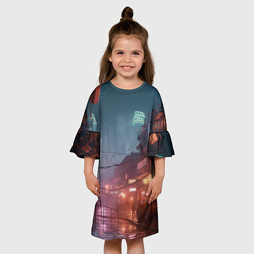 Детское платье Киберпанк город будущего / 3D-принт – фото 3