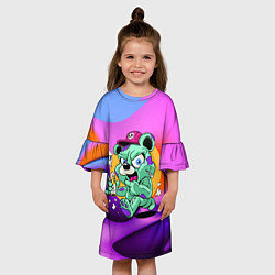 Платье клеш для девочки Мишутка с лимонадом и конфетой, цвет: 3D-принт — фото 2