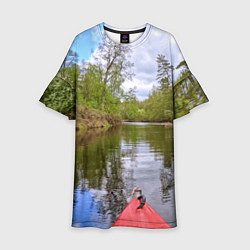 Платье клеш для девочки Красная байдарка, цвет: 3D-принт