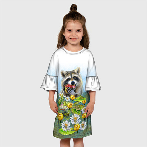 Детское платье Енот и кувшинки / 3D-принт – фото 3