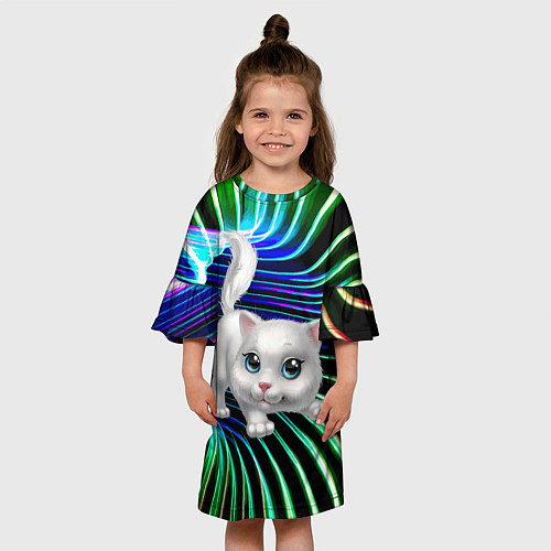 Детское платье Милая кошечка в космическом портале / 3D-принт – фото 3