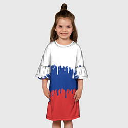 Платье клеш для девочки Флаг России - потёки, цвет: 3D-принт — фото 2