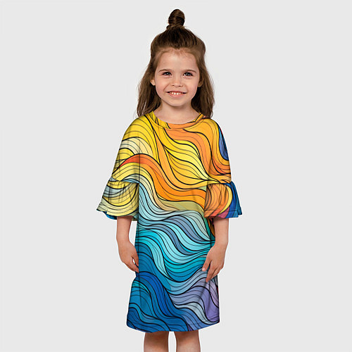 Детское платье Цветовой волнообразный паттерн / 3D-принт – фото 3