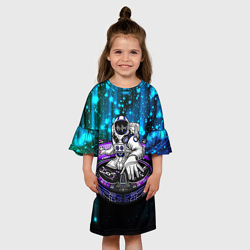 Детское платье Space DJ - neon starfall / 3D-принт – фото 3