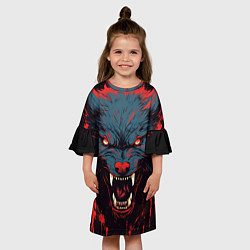Платье клеш для девочки Волк брызги, цвет: 3D-принт — фото 2