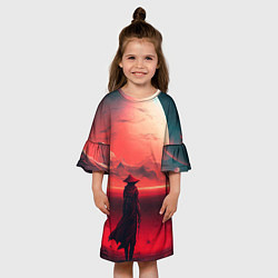Платье клеш для девочки Красная планета, цвет: 3D-принт — фото 2