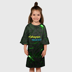 Платье клеш для девочки Cyberpunk 2077 phantom liberty green, цвет: 3D-принт — фото 2