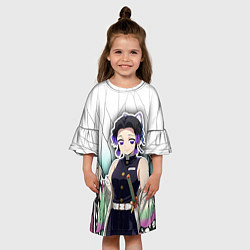 Платье клеш для девочки Шинобу кочо - столп бабочки, цвет: 3D-принт — фото 2