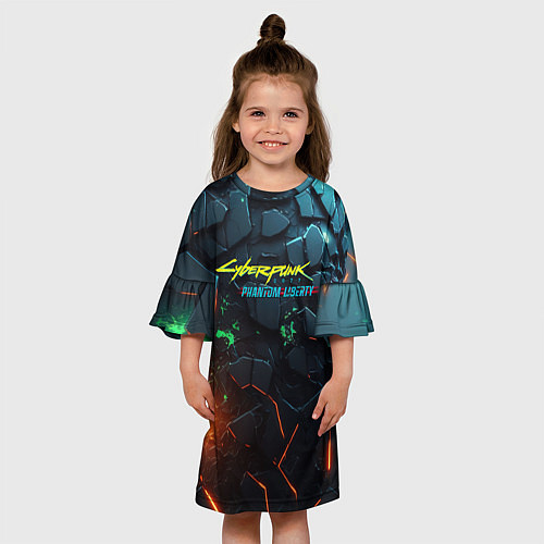 Детское платье Cyberpunk 2077 phantom liberty logo / 3D-принт – фото 3