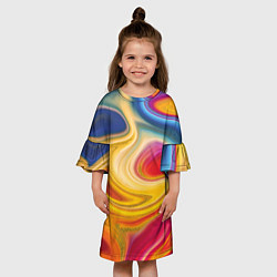 Платье клеш для девочки Цветная волна, цвет: 3D-принт — фото 2