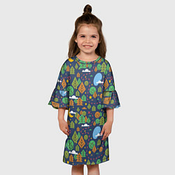 Платье клеш для девочки Ночной лес, цвет: 3D-принт — фото 2