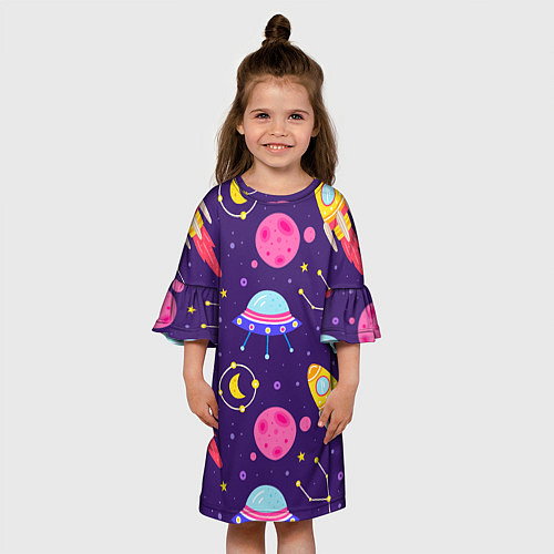 Детское платье Космическая тема паттерн / 3D-принт – фото 3