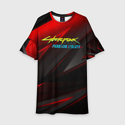 Платье клеш для девочки Cyberpunk 2077 phantom liberty red black logo, цвет: 3D-принт