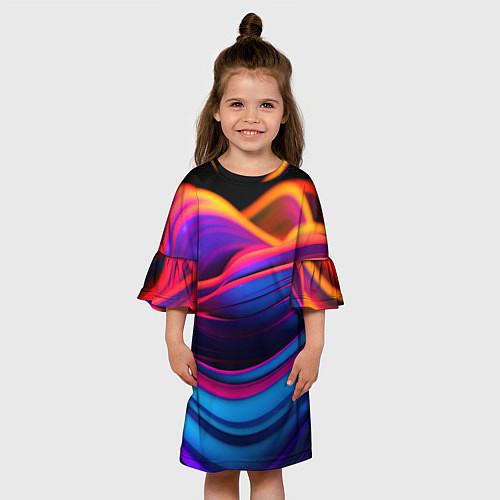 Детское платье Яркие неоновые волны / 3D-принт – фото 3
